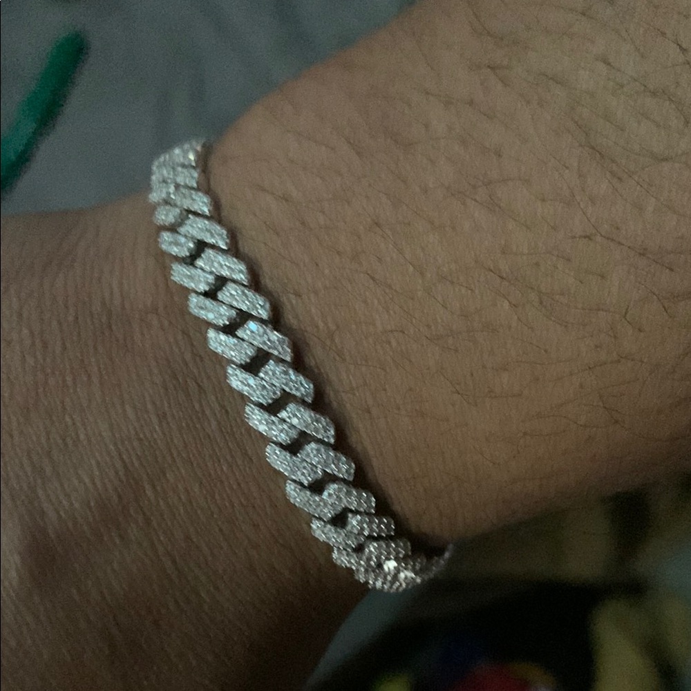 14k white gold plated Silver 925 Cuban Link Jewelry Bracelet